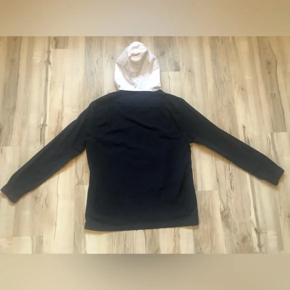 Abercrombie & Fitch Navy Pullover Zip Hoodie with White Hood Cotton Boat Jacket - Picture 7 of 9